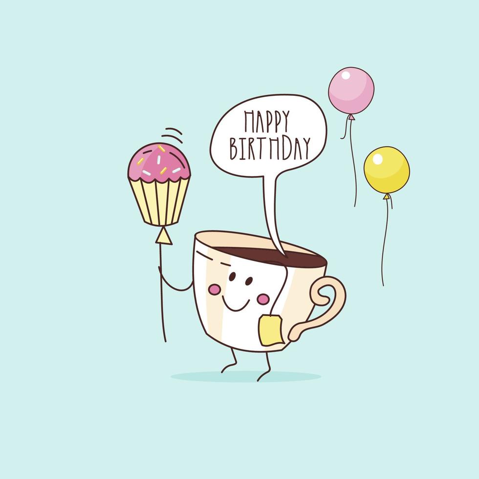 Birthday cards. Cartoon style humor Vector illustration. Line graphics.