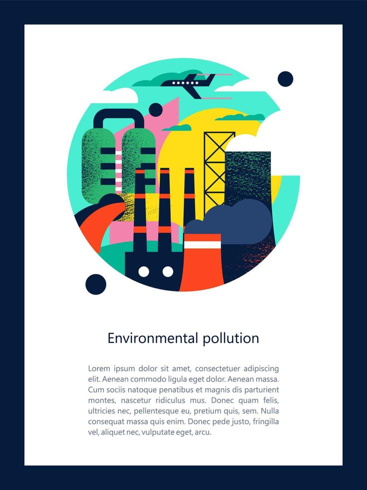 Pollution of the environment by harmful emissions into the atmosphere and water. Vector illustration 03.jpg