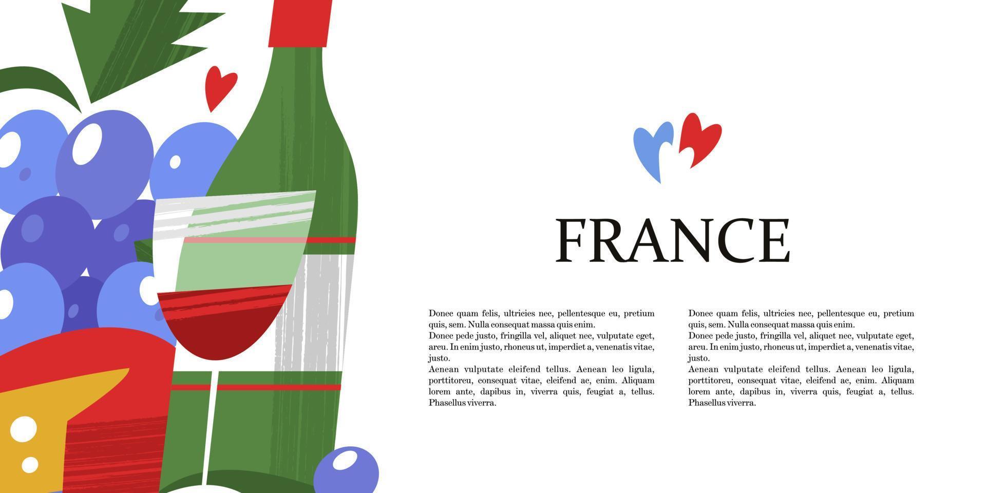 France. Vintage hand drawn postcard, vector illustration.