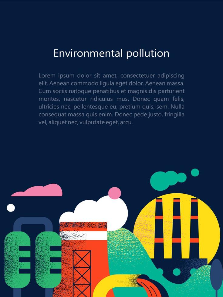 contaminación del medio ambiente por emisiones nocivas a la atmósfera y al agua. ilustración vectorial 03.jpg vector