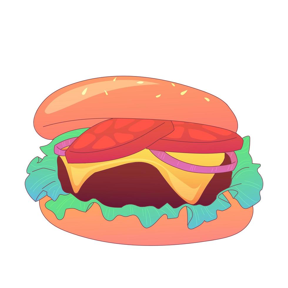 Realistic big hamburger on white background - Vector