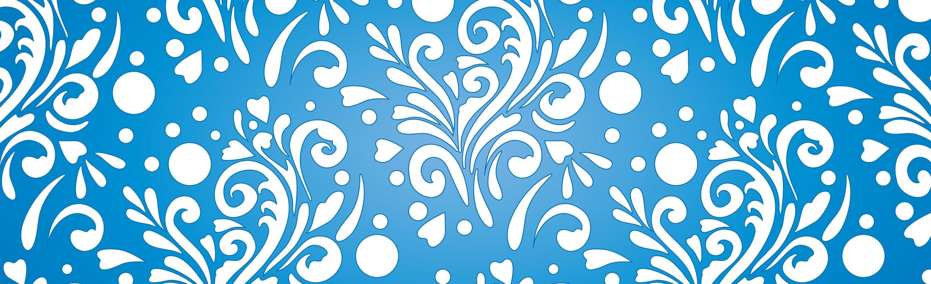 Abstract frosty patterns, panoramic blue and white web pattern