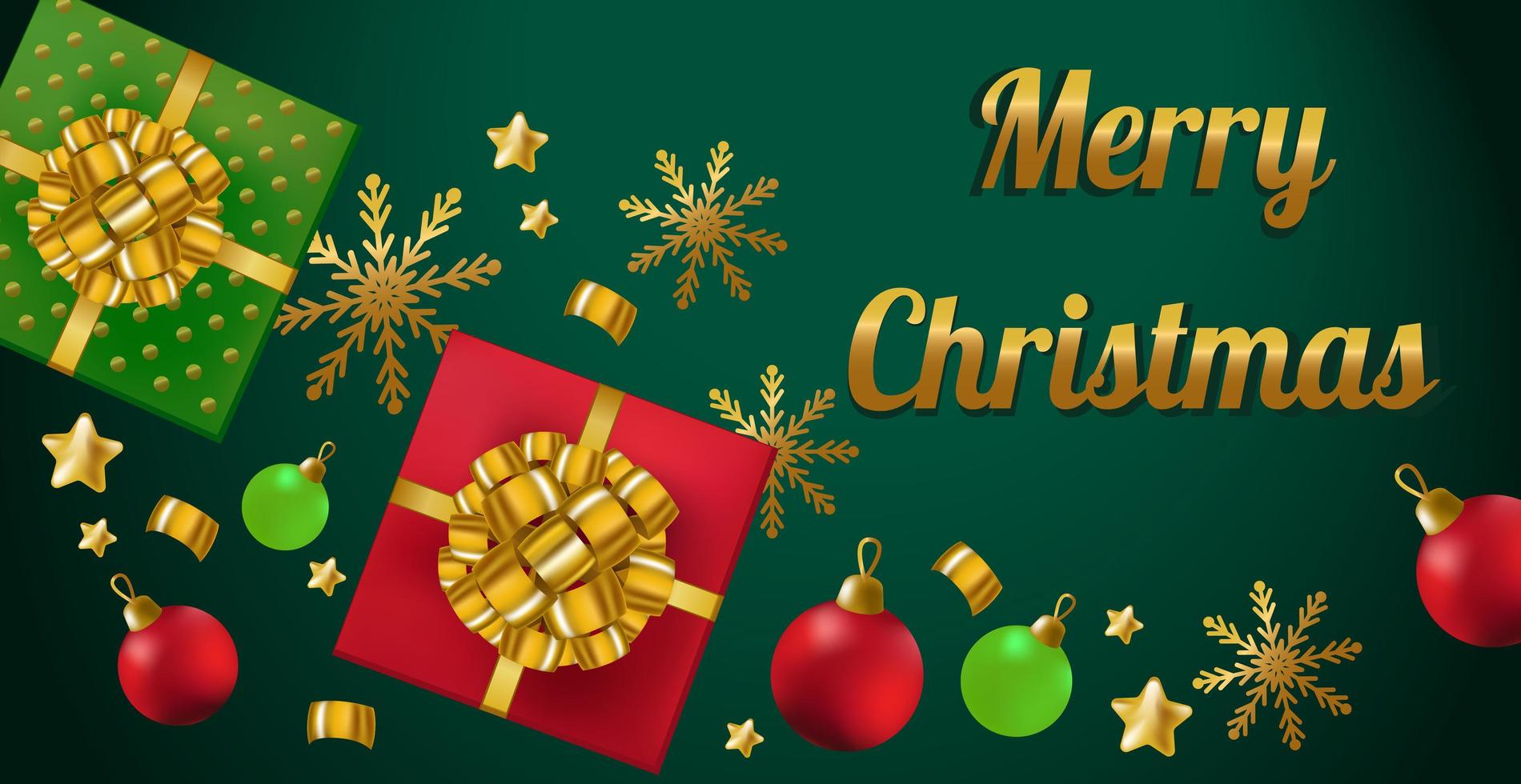 New Year's greetings with the holiday and Merry Christmas, green