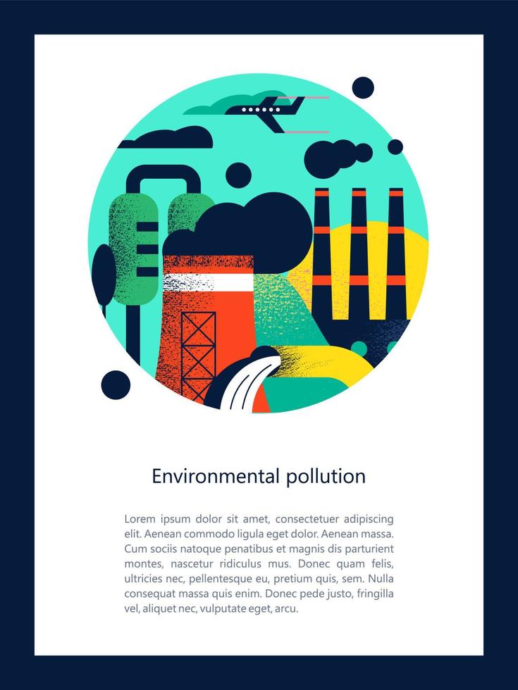 contaminación del medio ambiente por emisiones nocivas a la atmósfera y al agua. ilustración vectorial 03.jpg vector