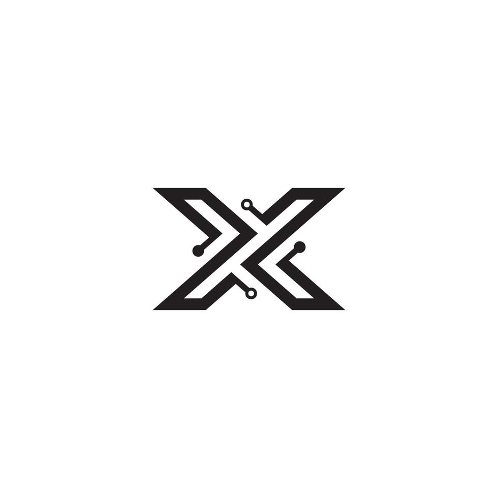 Letter or Symbol X and Technology logo or icon design vector