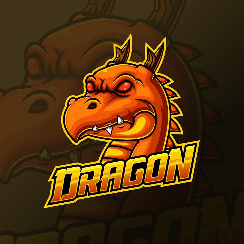 diseño de logotipo de mascota de cabeza de dragón amarillo e sport vector