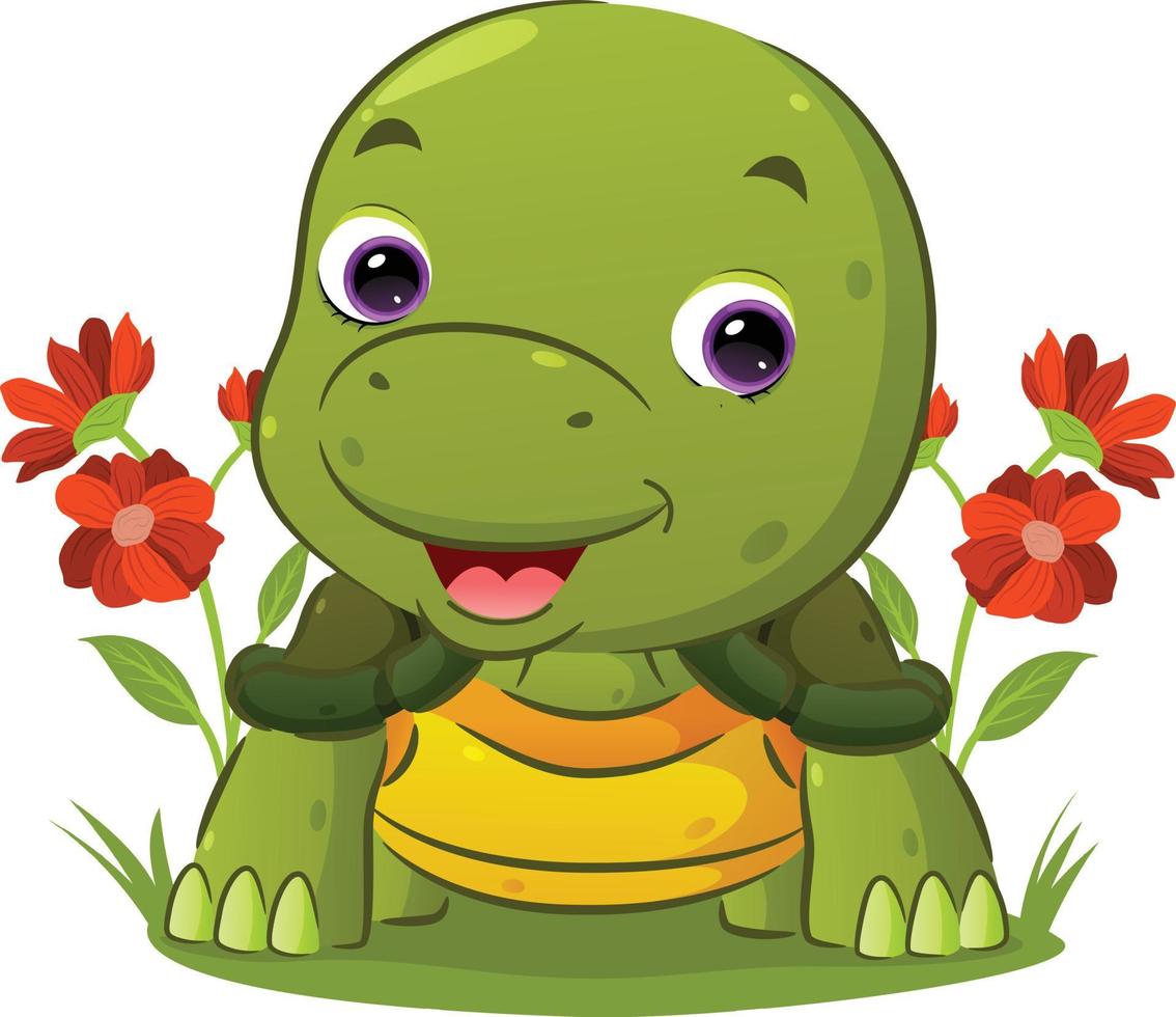 The little turtle is crawling and giving a happy face in the garden 4857444  Vector Art at Vecteezy