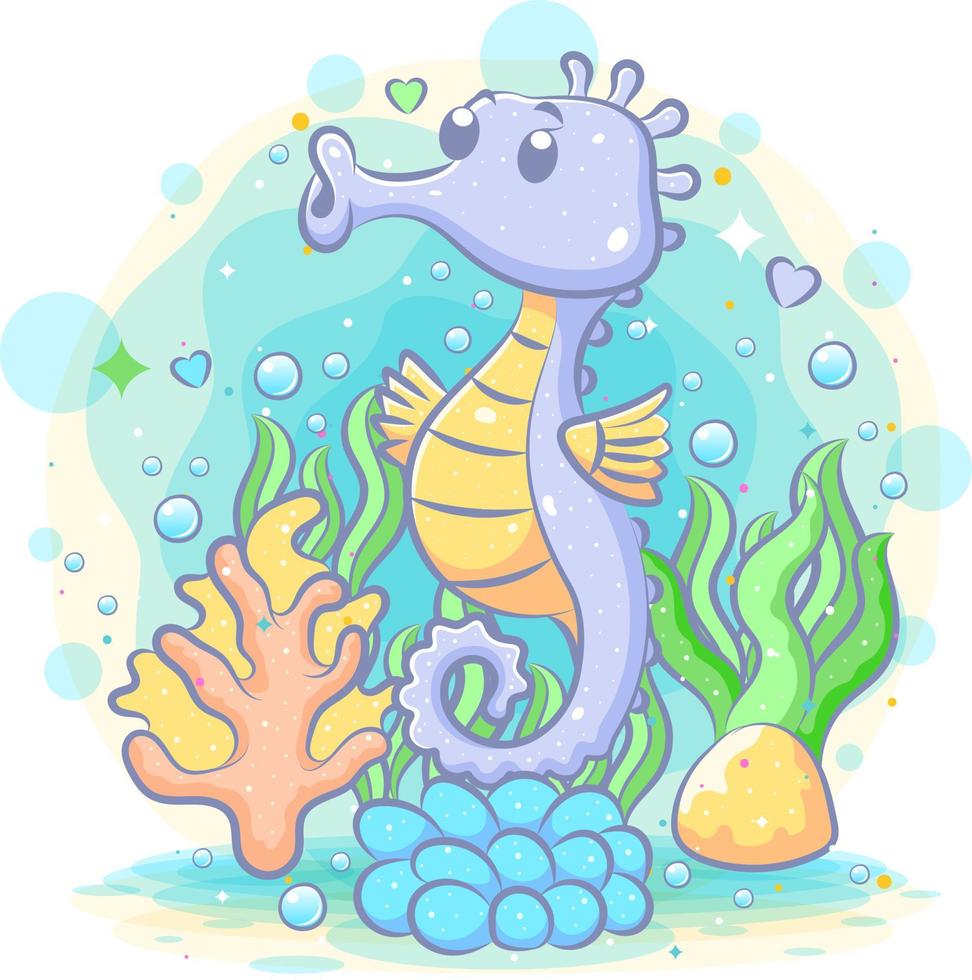 Cute seahorses has two wings and live in the sea vector