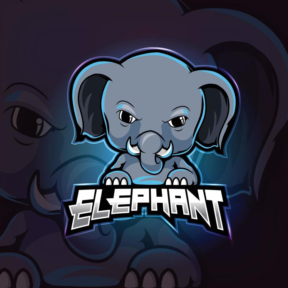 Elephant mascot esport logo design vector