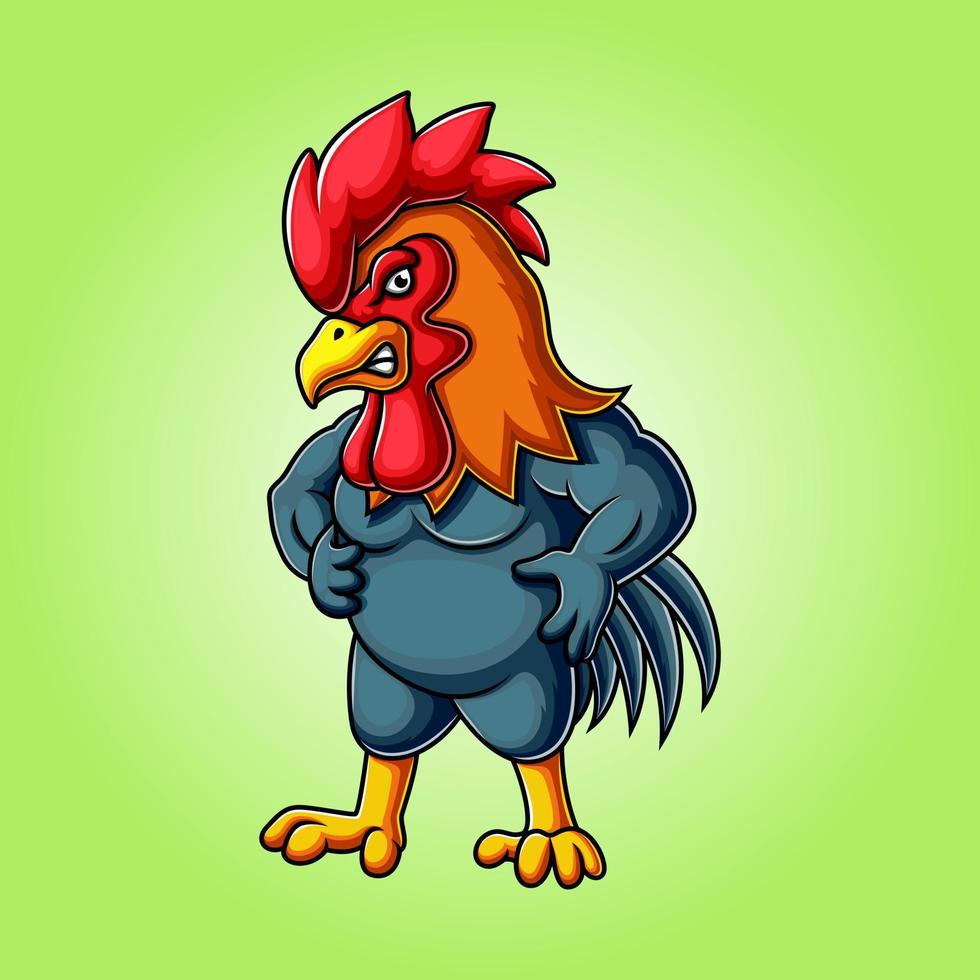 diseño de logotipo de mascota de gallo enojado vector