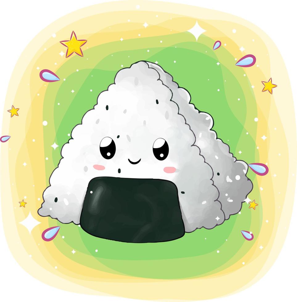 The triangle happy onigiri with her eyes vector