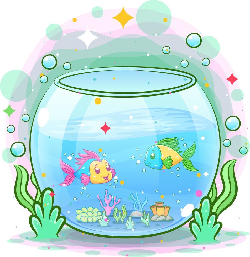 The beautiful aquarium have the gold fish inside vector