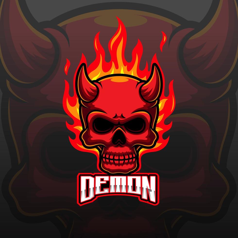 Devil head e sport mascot logo vector