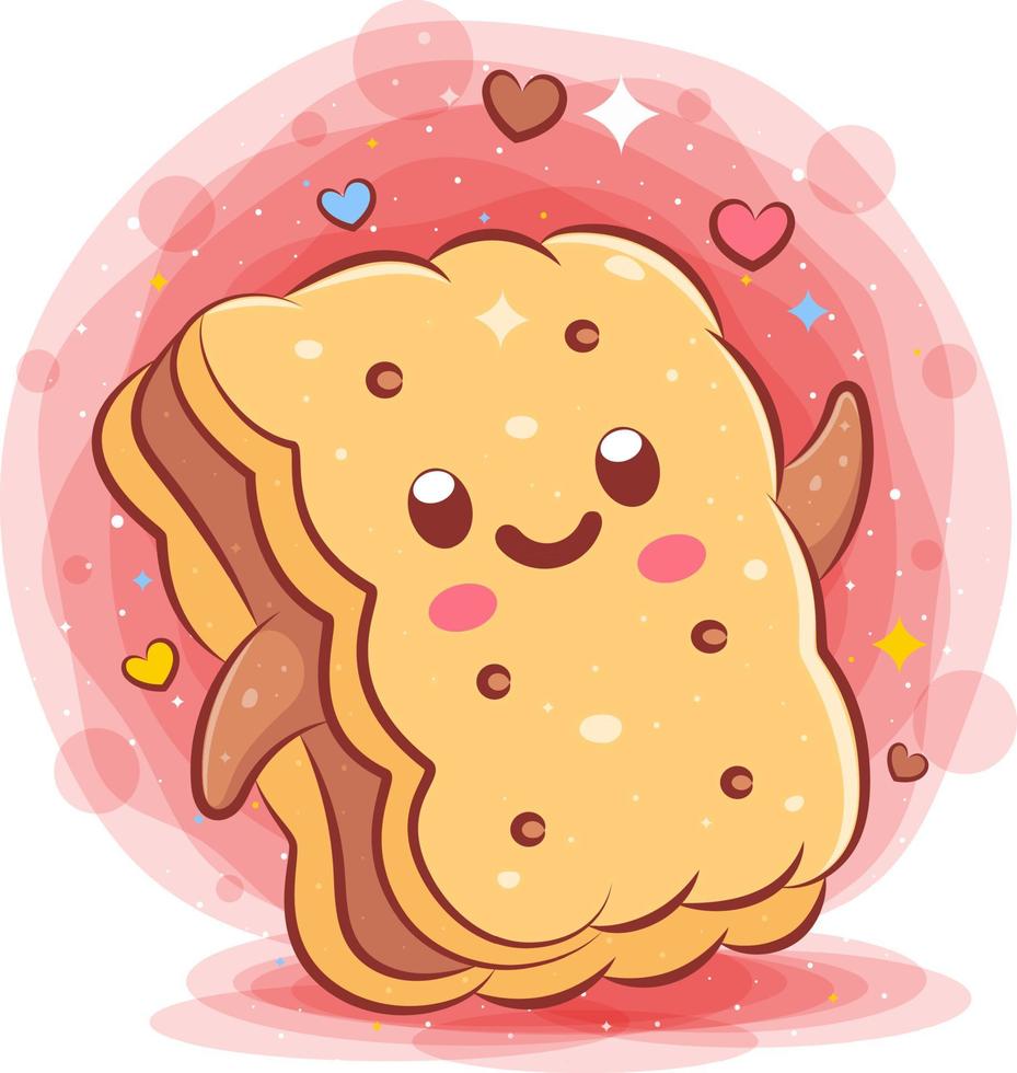 Bread kawaii cartoon character vector