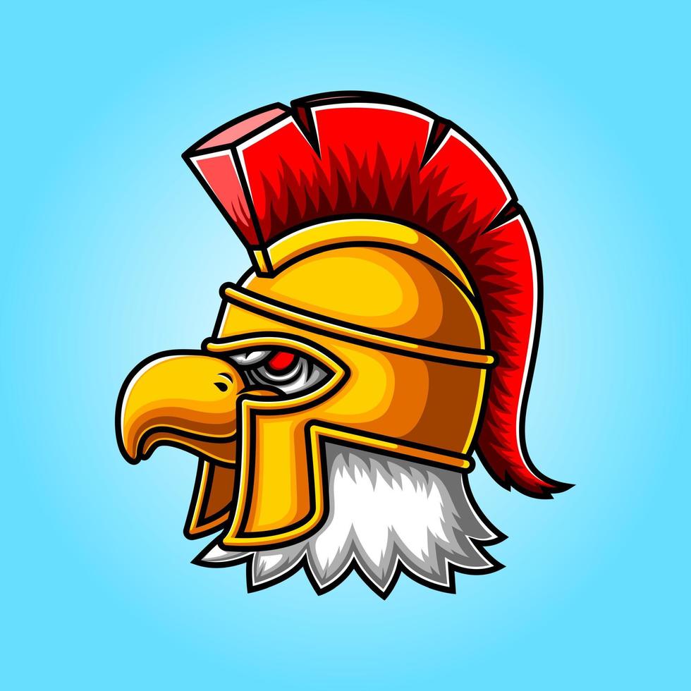 diseño de logotipo de mascota de gladiador de cabeza de águila vector