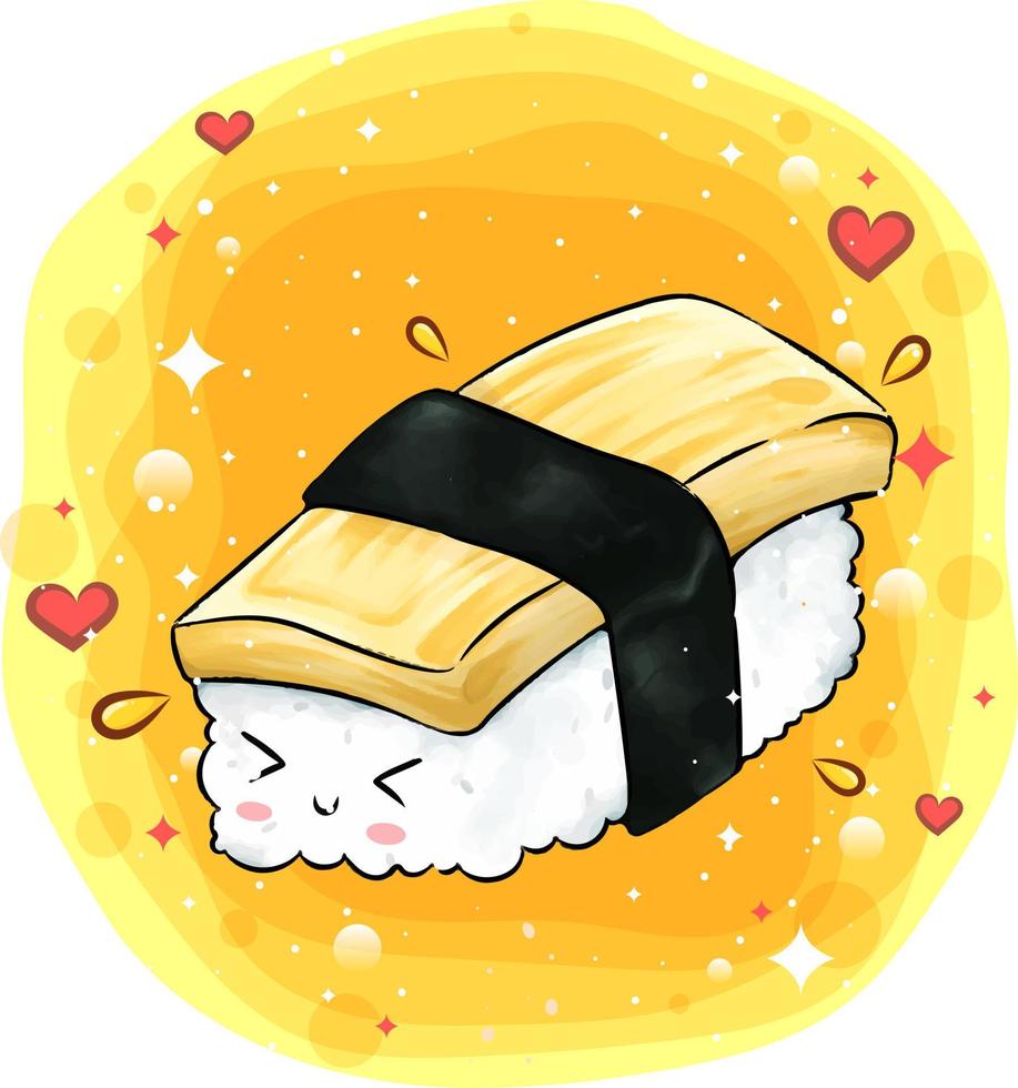 Cartoon of cute tamago with her shy face vector