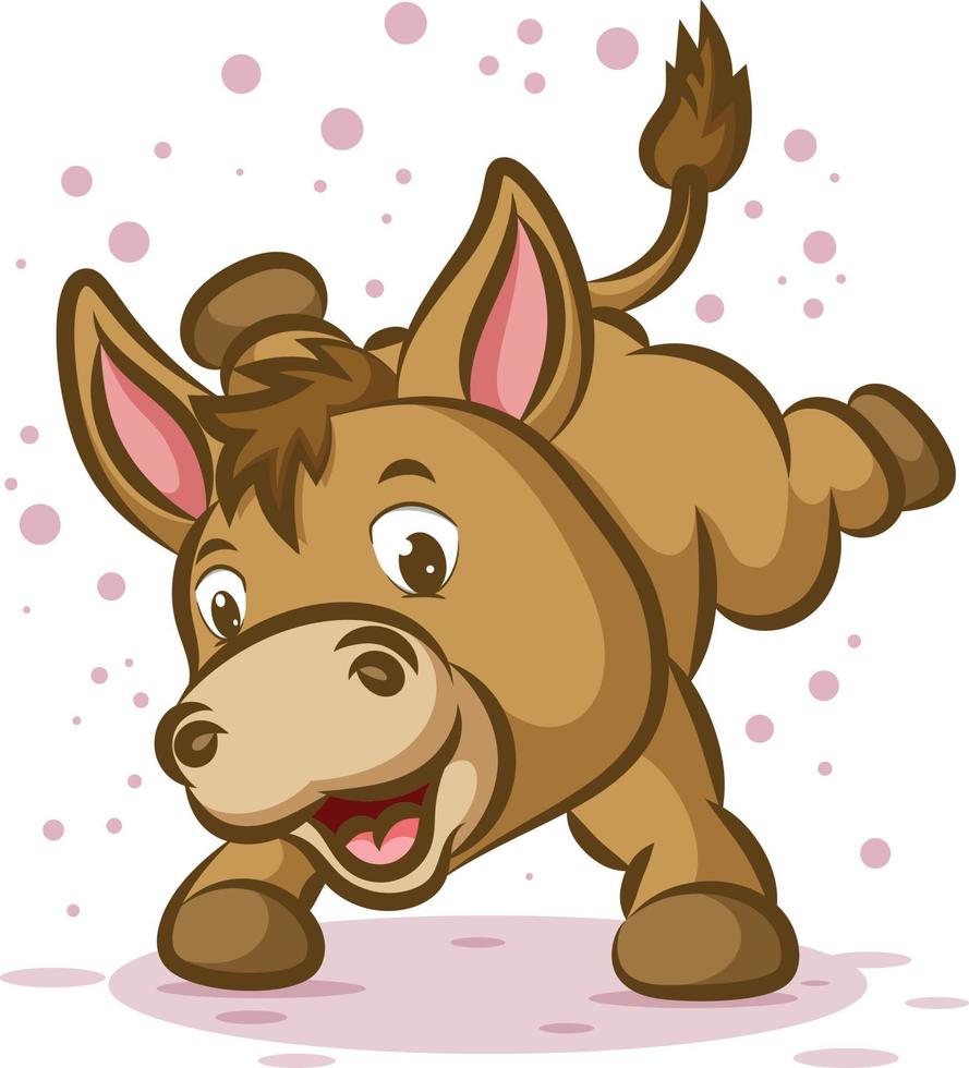 The little donkey is dancing with the happy face and the sparkling around him vector