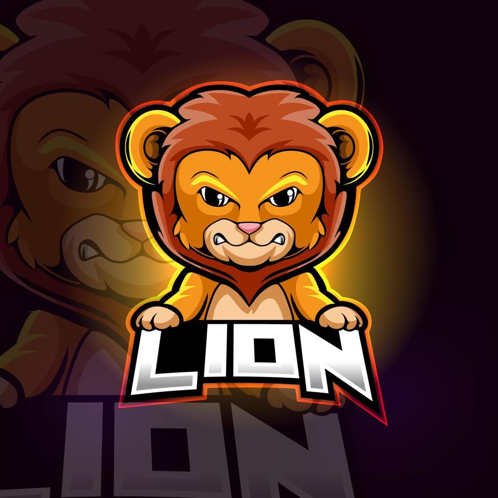 Lion mascot esport logo design vector