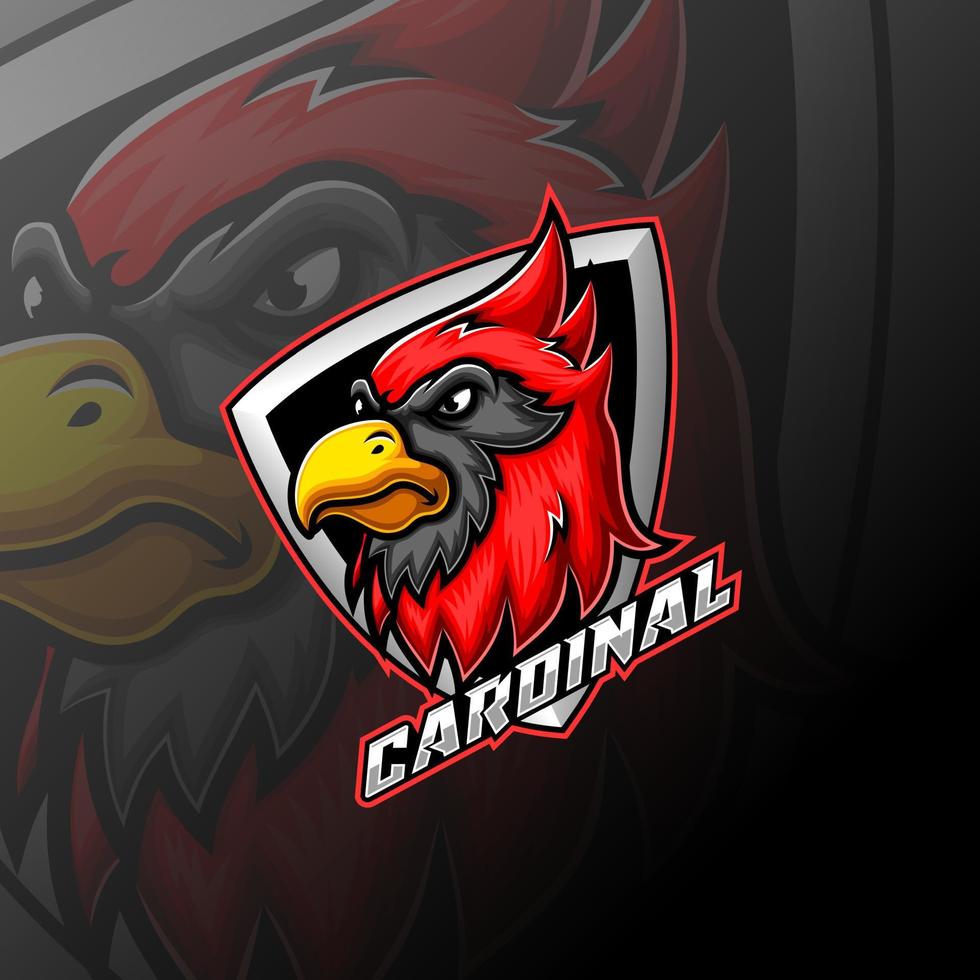 diseño del logotipo de la mascota del pájaro cardenal e sport vector