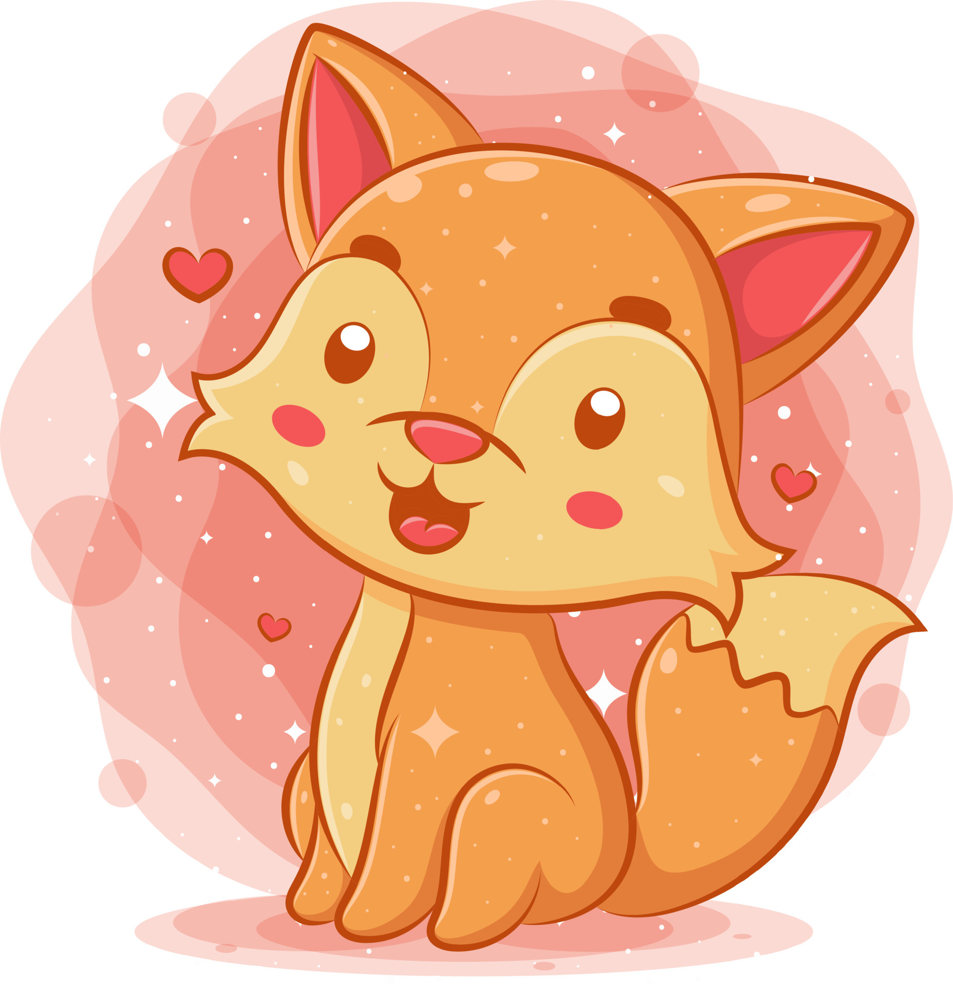 Cute baby fox sitting and smiling 4857637 Vector Art at Vecteezy
