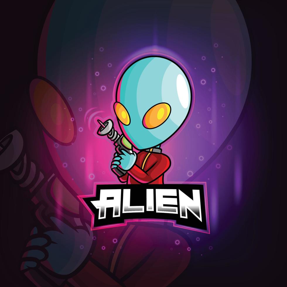 el diseño del logotipo de la mascota alienígena esport vector