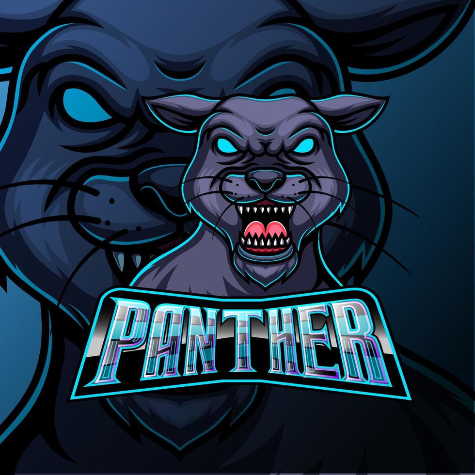 Panther mascot sports e sport logo design vector