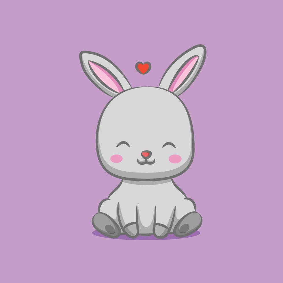 The rabbit with the long ears is sitting under the love sign vector