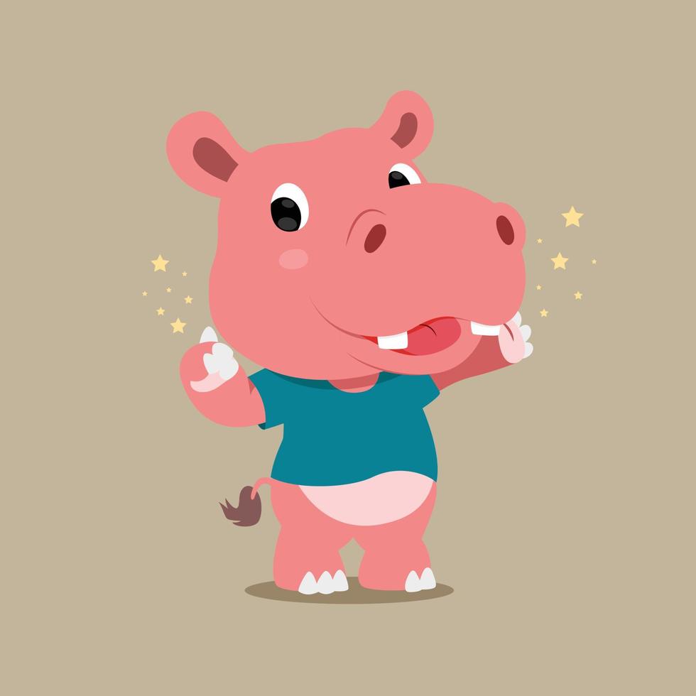 The hippopotamus with the happy expression with the sparkling vector