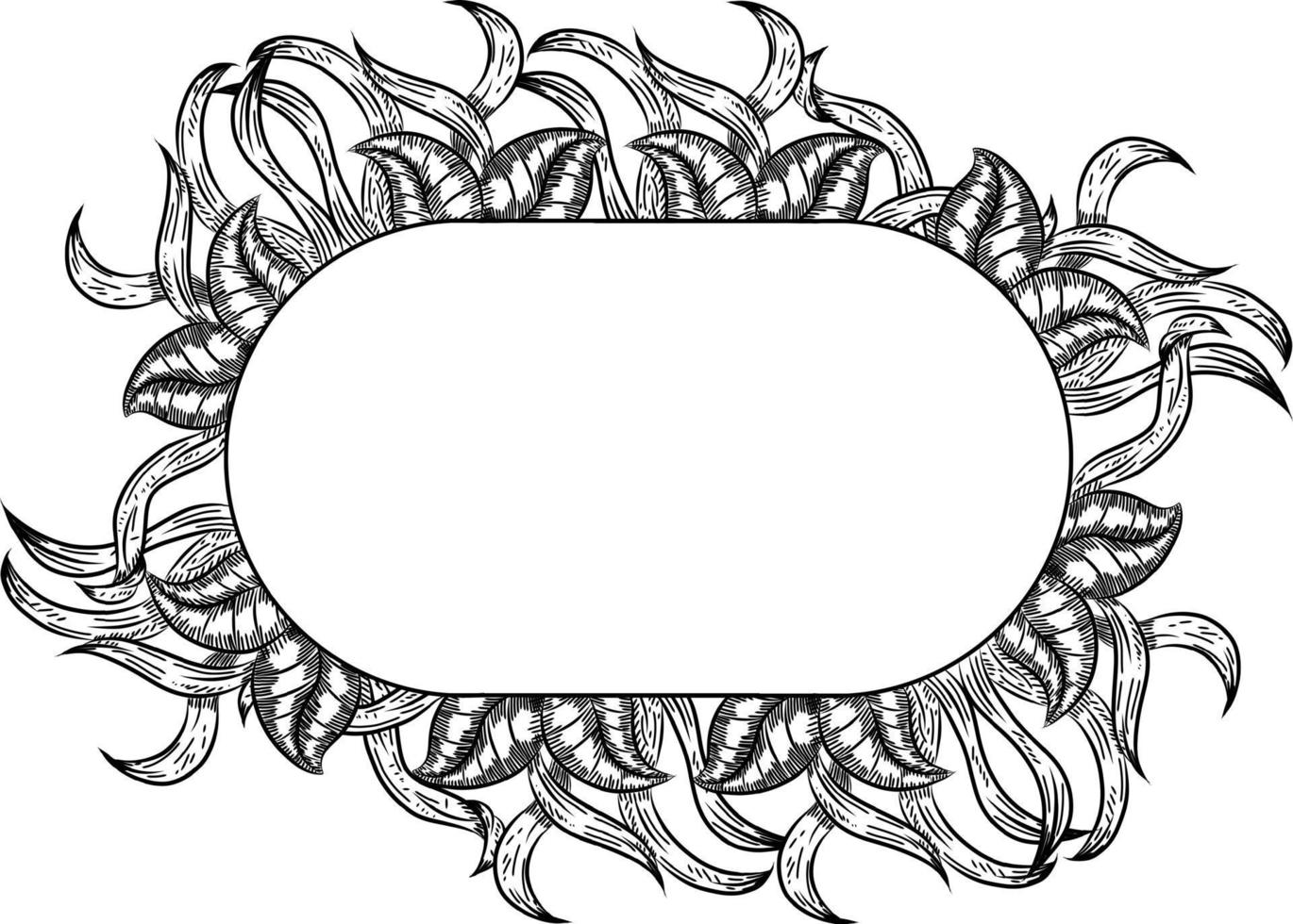 Beautiful black and white bouquet leaf hand drawn vector