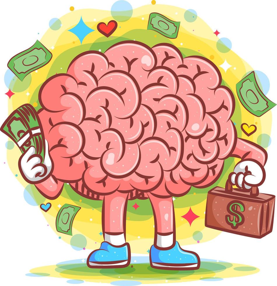 Rich brain carries the big money suitcase vector