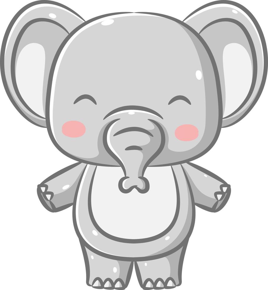 el gran elefante con la cara linda y la trompa pequeña está de pie con sus pies vector