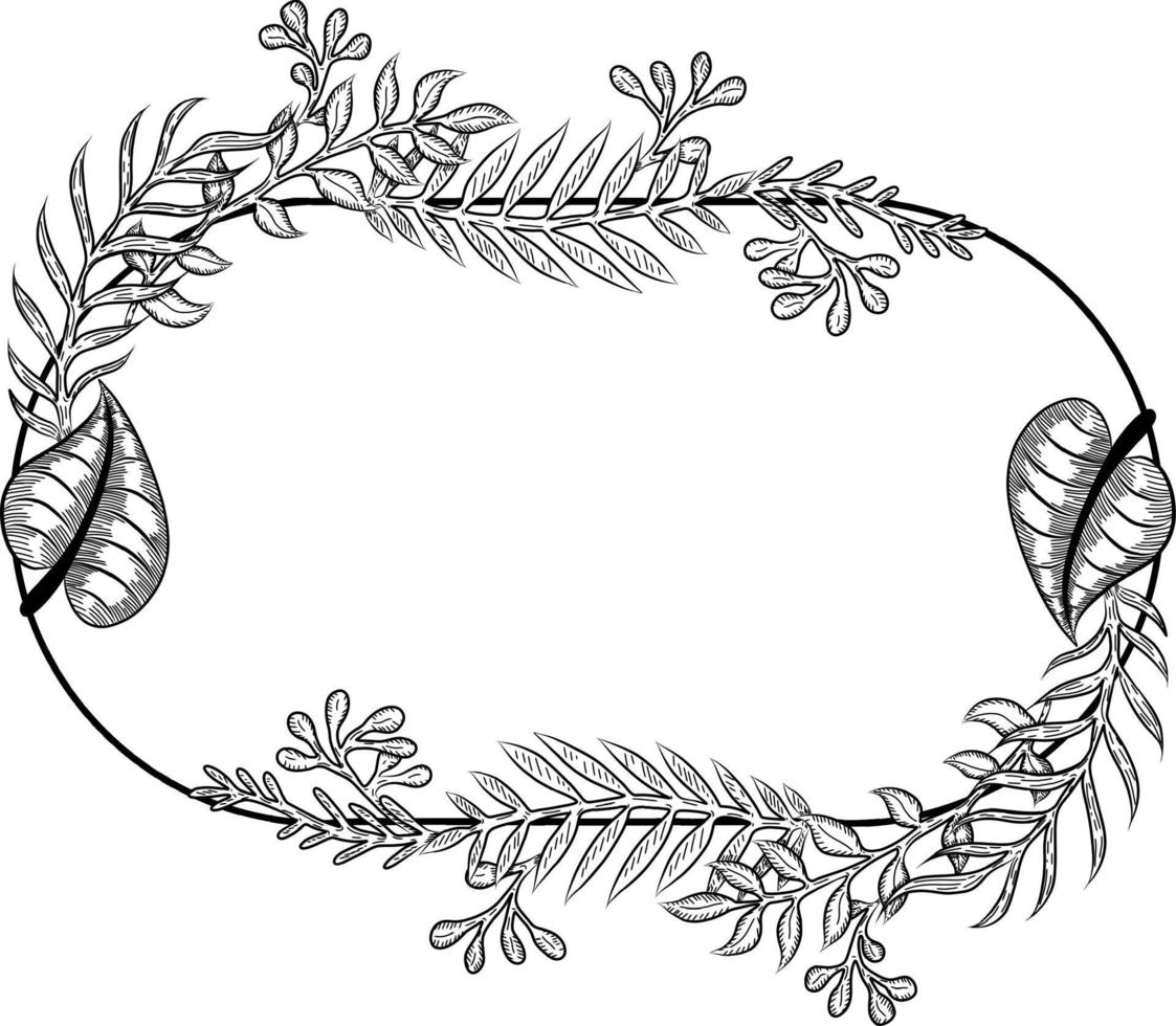 Cute doodle floral wreath frame vector
