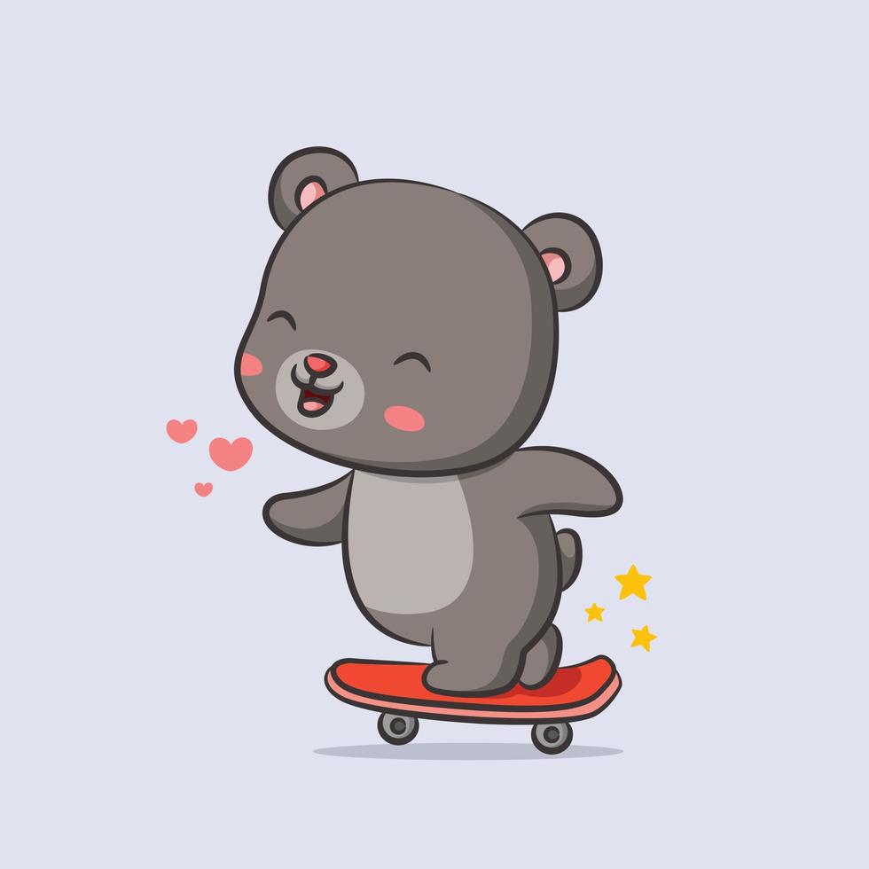 The bear is playing the skateboard with the sparkling round him vector