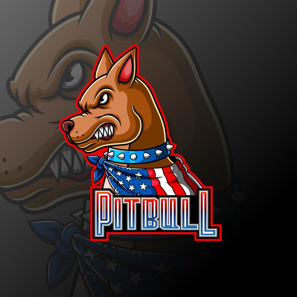 Angry pitbull wearing a scarf mascot logo vector
