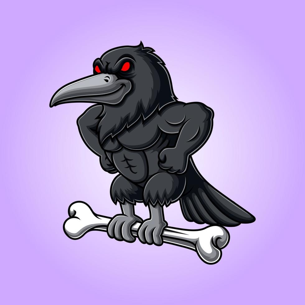 Angry crow carrying bone vector