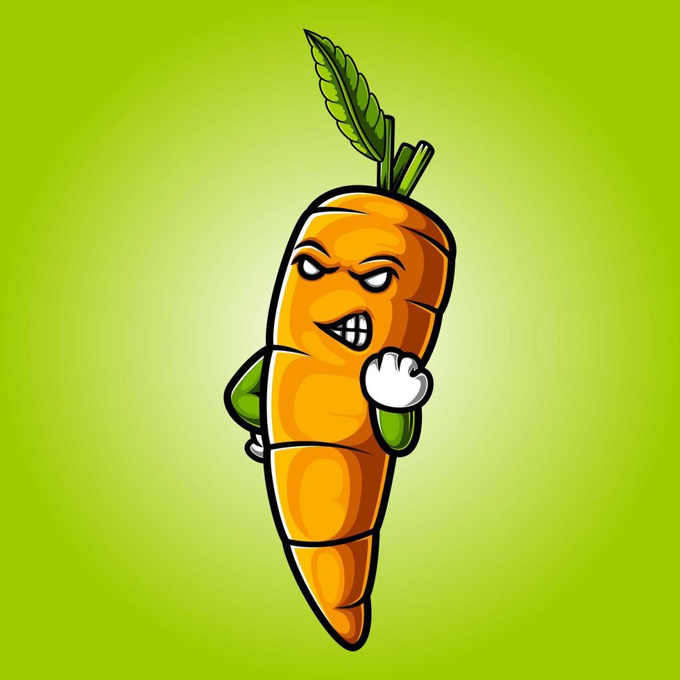 Angry carrot cartoon mascot vector