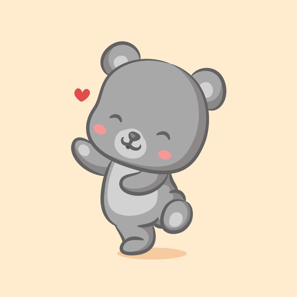 The bear is dancing with full of love in her face vector