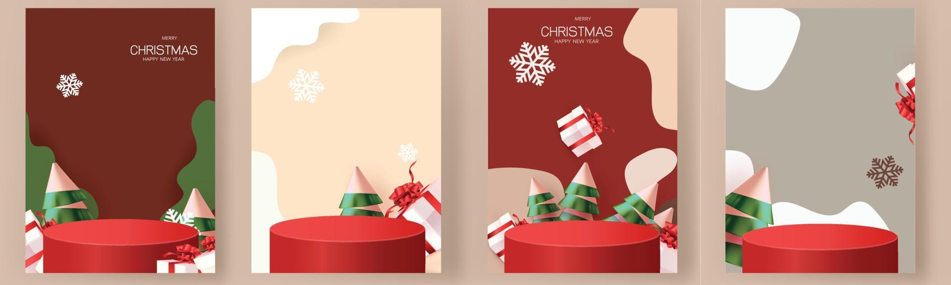 New Year Abstract minimal design, geometric shopping Realistic stage, podium vector