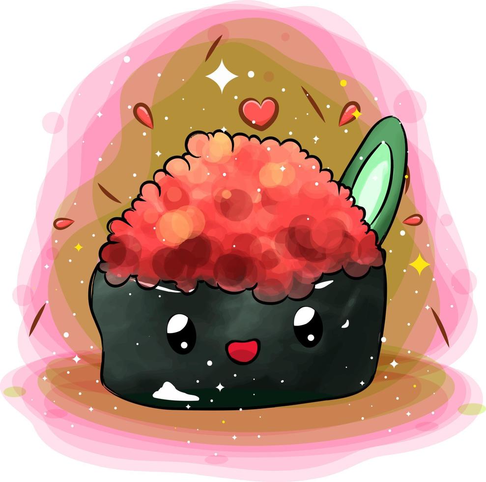 cute masago with salmon vector