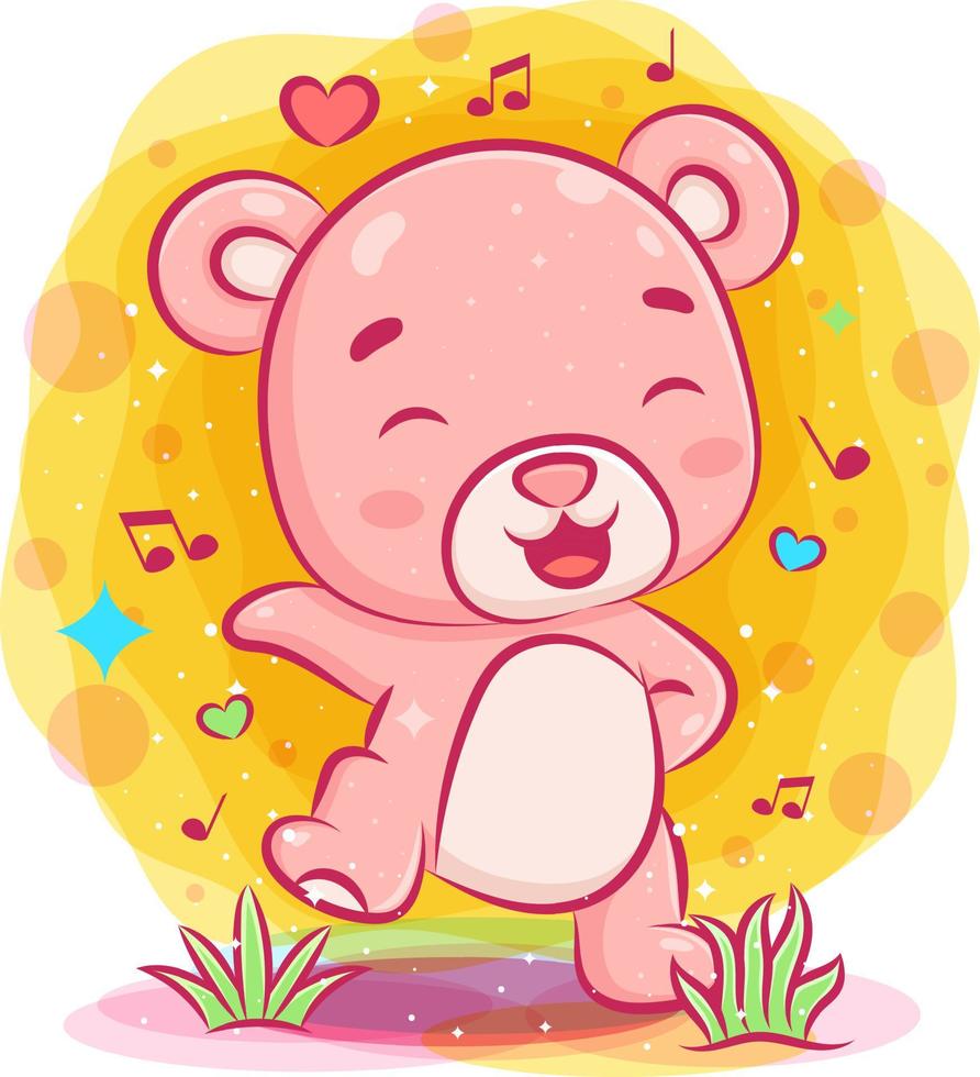 feliz bebe oso bailando vector