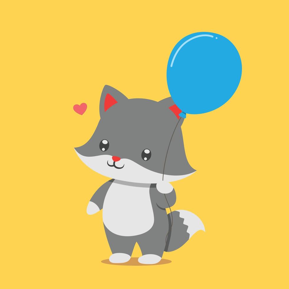 The fox ears is standing and holding the balloon vector