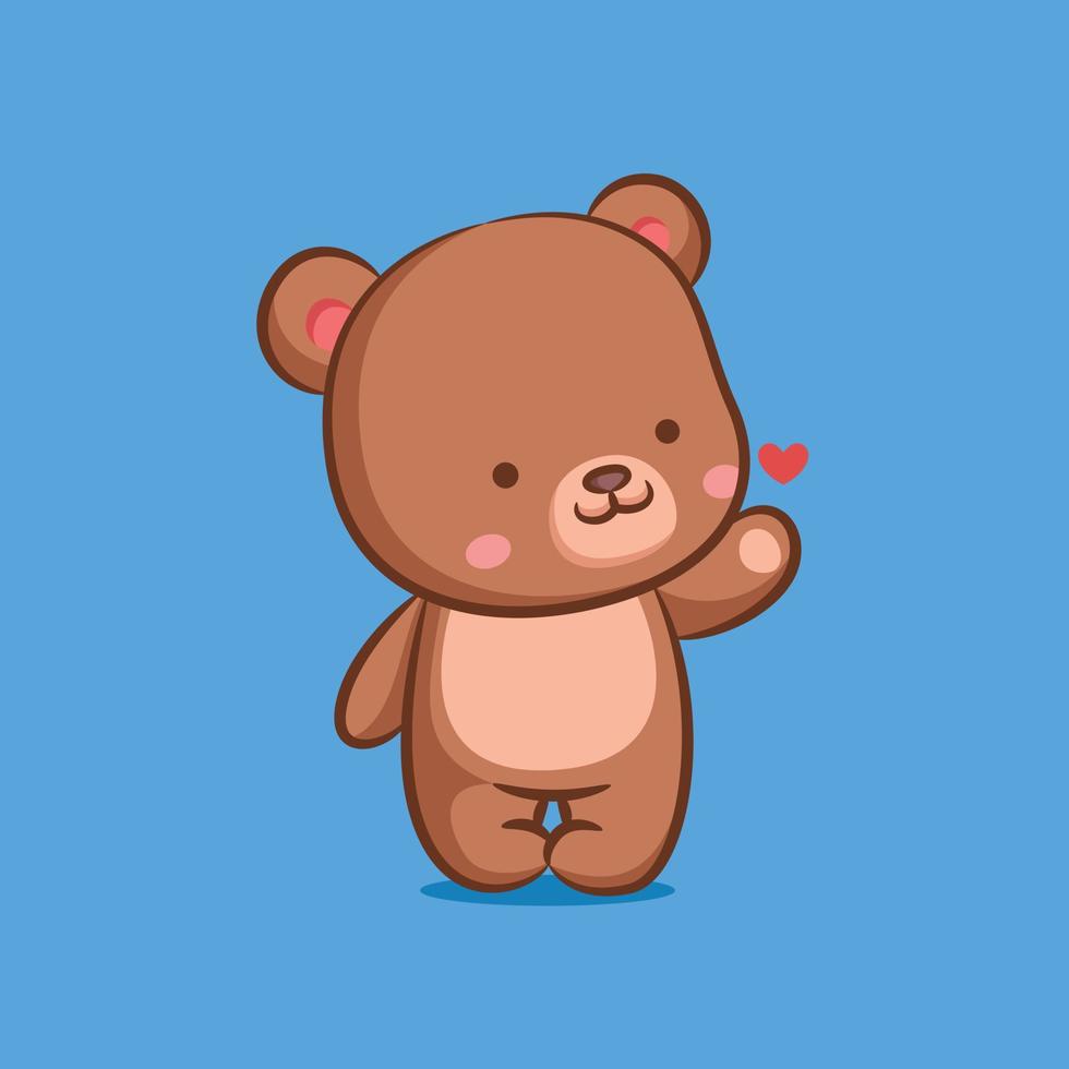 The baby bear is standing and looking at the right side vector