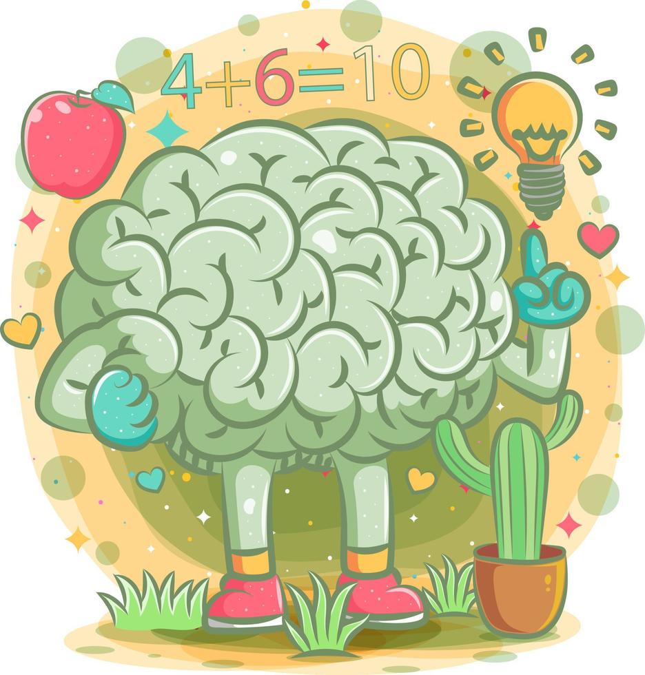 Ilustración del cerebro inteligente piensa en la fórmula matemática vector