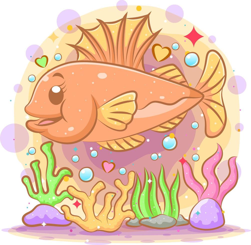 The Illustration of orange mahseer with beautiful smile vector