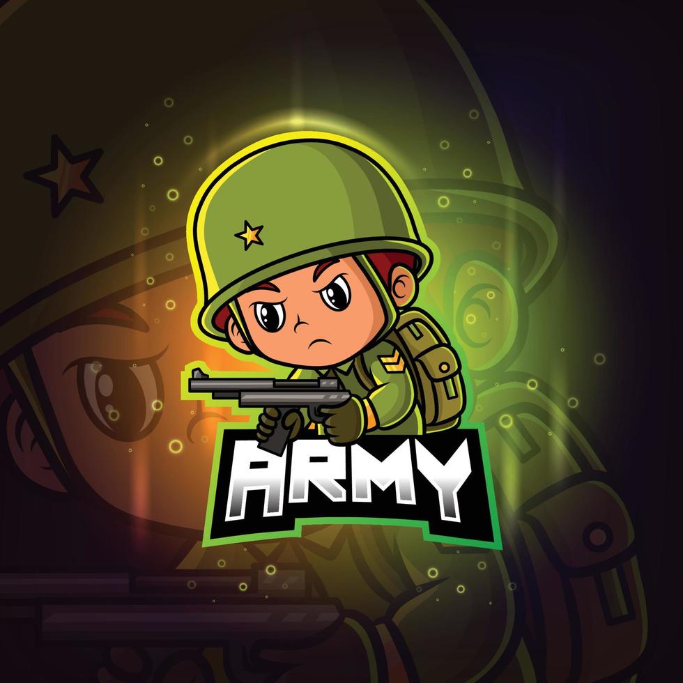 The army mascot esport logo design vector