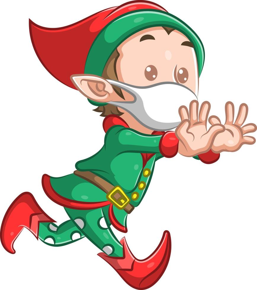 The little elf boy with the red shoes is running vector