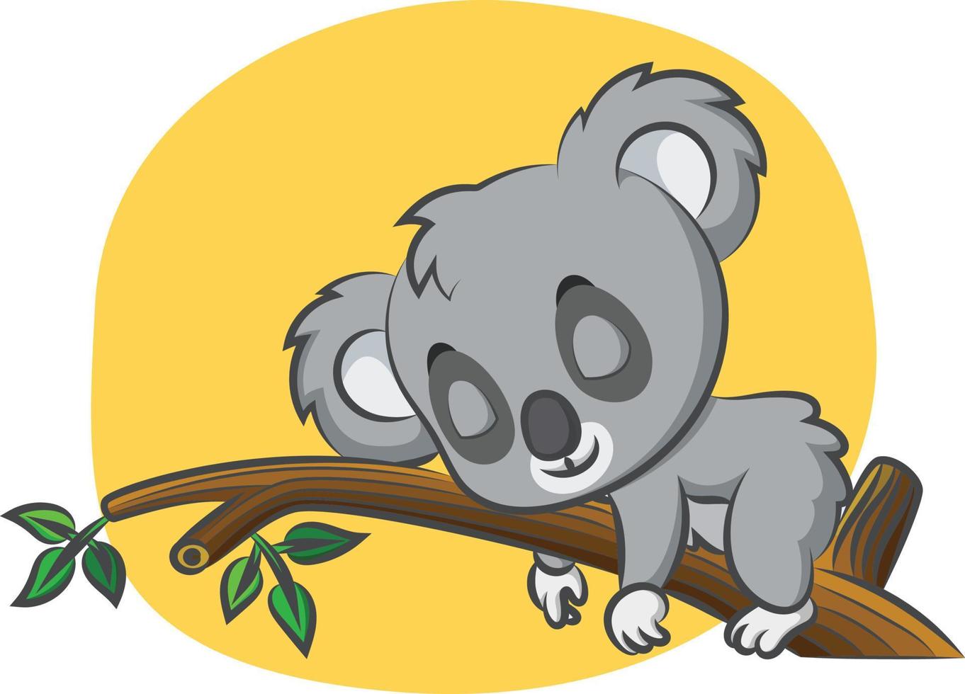 The cute koala is sleeping in the day on the branch of tree vector