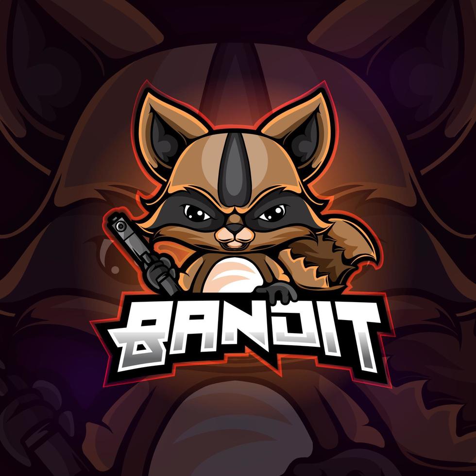 Raccoon mascot esport logo design vector