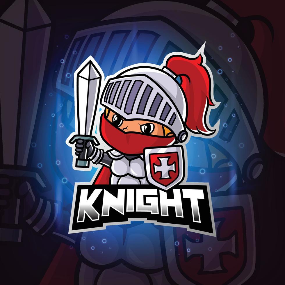 The guardian knight mascot esport logo design vector