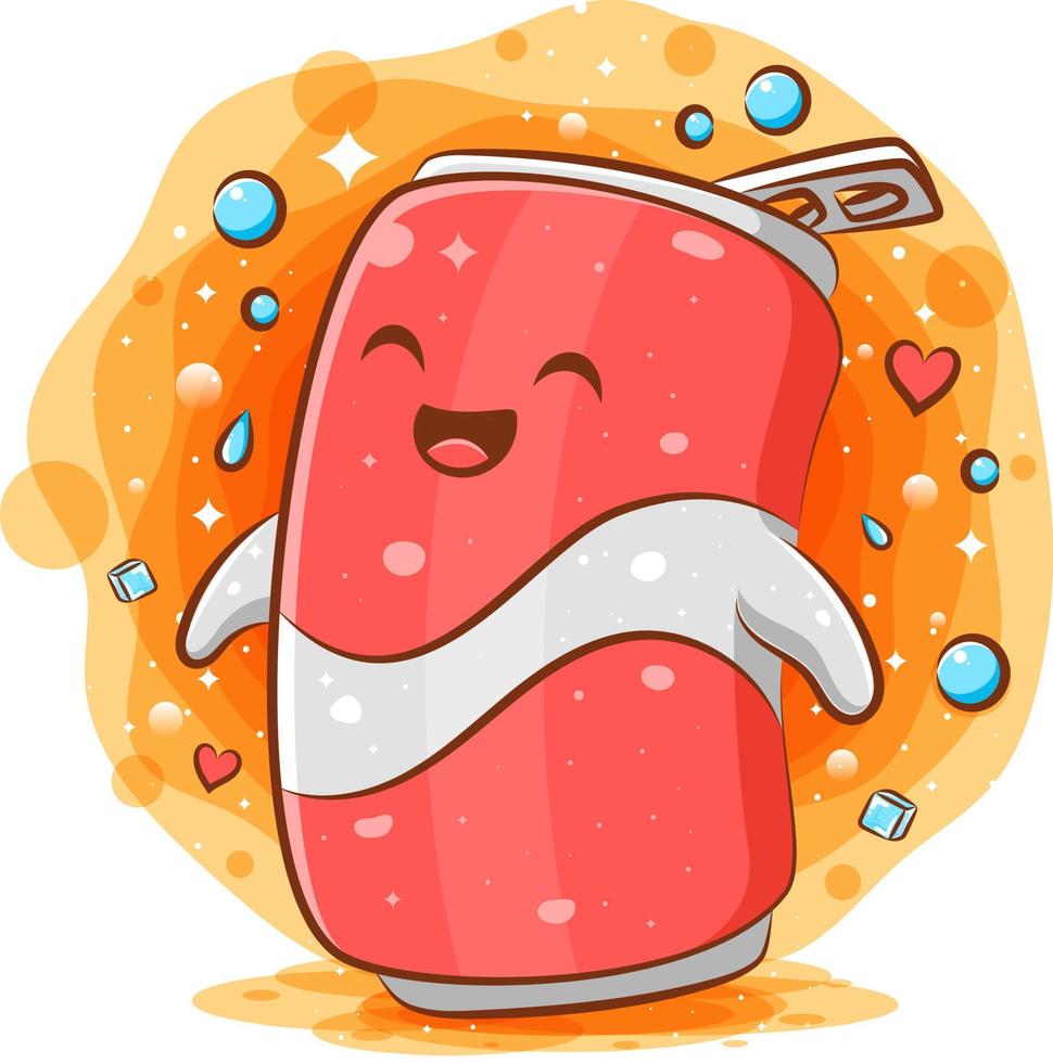 Cute Cola Can cartoon kawaii mascot character vector